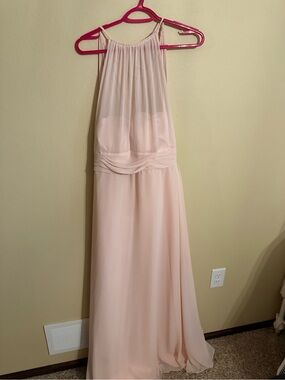 Bill Levkoff Soft Blush Halter Maxi Dress